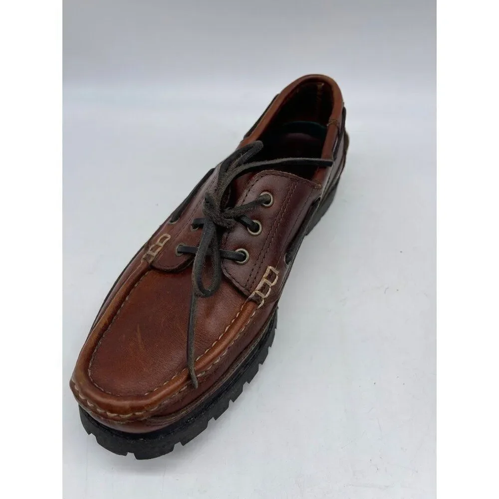 Trader Bay Brown Leather Casual Boat Shoe Size 9.5